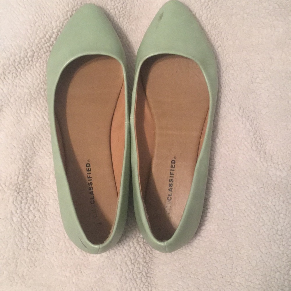 Mint green flats